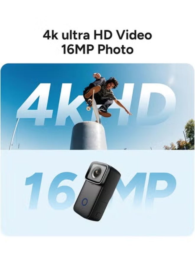 SJCAM C200 Mini Action Camera 4KHD Handheld Portable Lightweight 40M Underwater Waterproof Camera with Stabilization, 154° FOV Zoom Lens, Action Cam for Helmet, Bicycle, Vlogging - Image 4